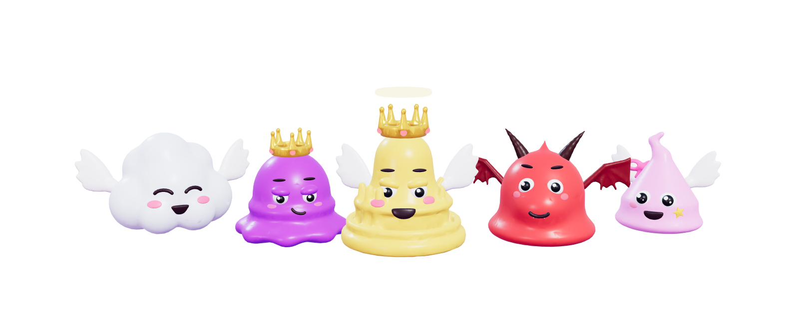 Five Steal a Blob blobs side by side